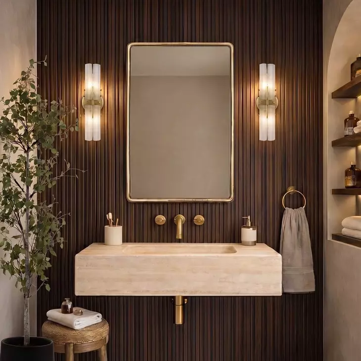 Hamilton Metallic Brass Outdoor Rectangular Wall Mirror