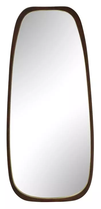 Monterey Warm Walnut and Gold Free Form Tall Wall Mirror