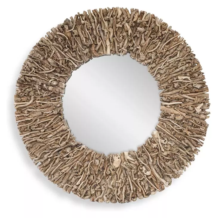 Prescott Brown Round Wall Mirror