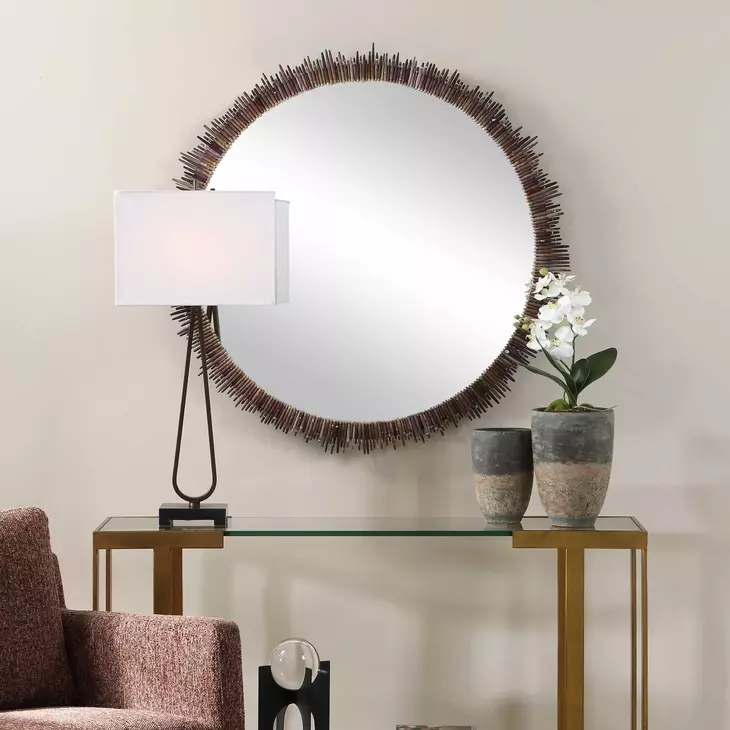 Arlington Brown and Green Round Wall Mirror