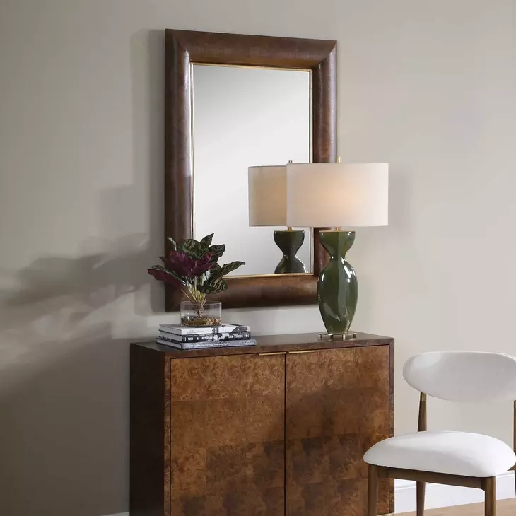 Arlington Antique Walnut and Gold Rectangular Wall Mirror