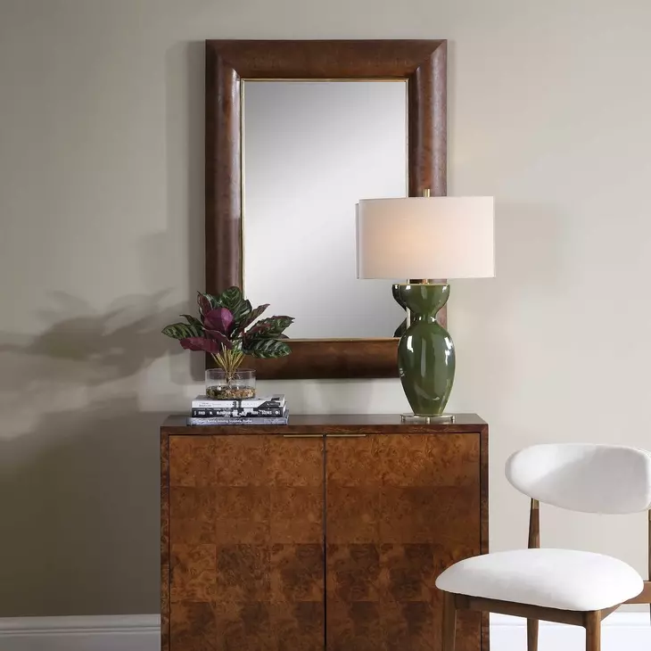 Arlington Antique Walnut and Gold Rectangular Wall Mirror