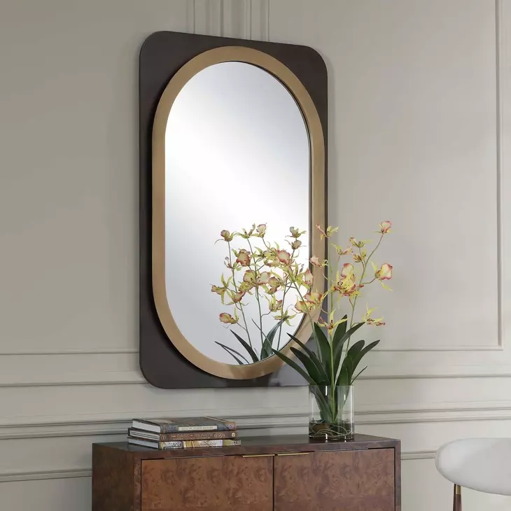 Fairmont Dark Bronze and Gold Oval Wall Mirror