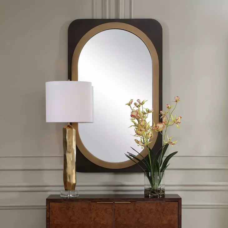 Fairmont Dark Bronze and Gold Oval Wall Mirror