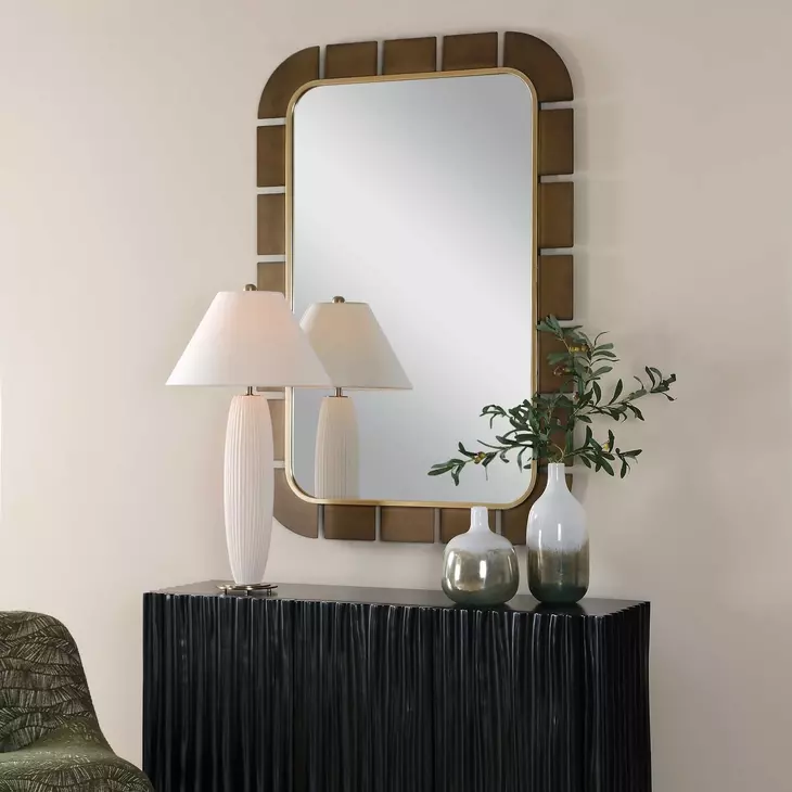 Grafton Dark Bronze and Antique Gold Rectangular Wall Mirror