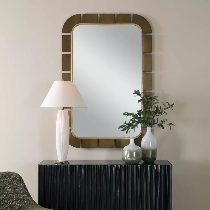 Grafton Dark Bronze and Antique Gold Rectangular Wall Mirror
