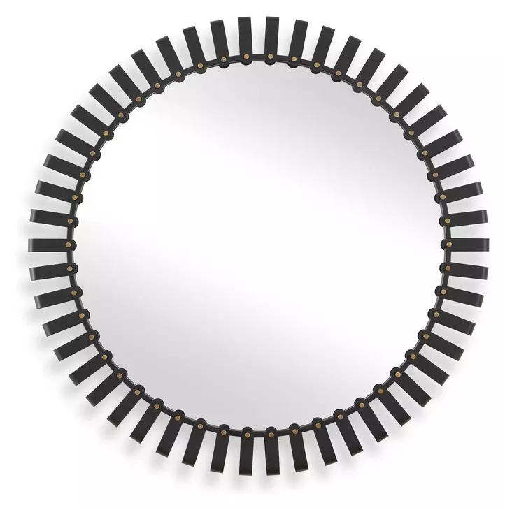 Hamilton Satin Black and Gold Round Wall Mirror