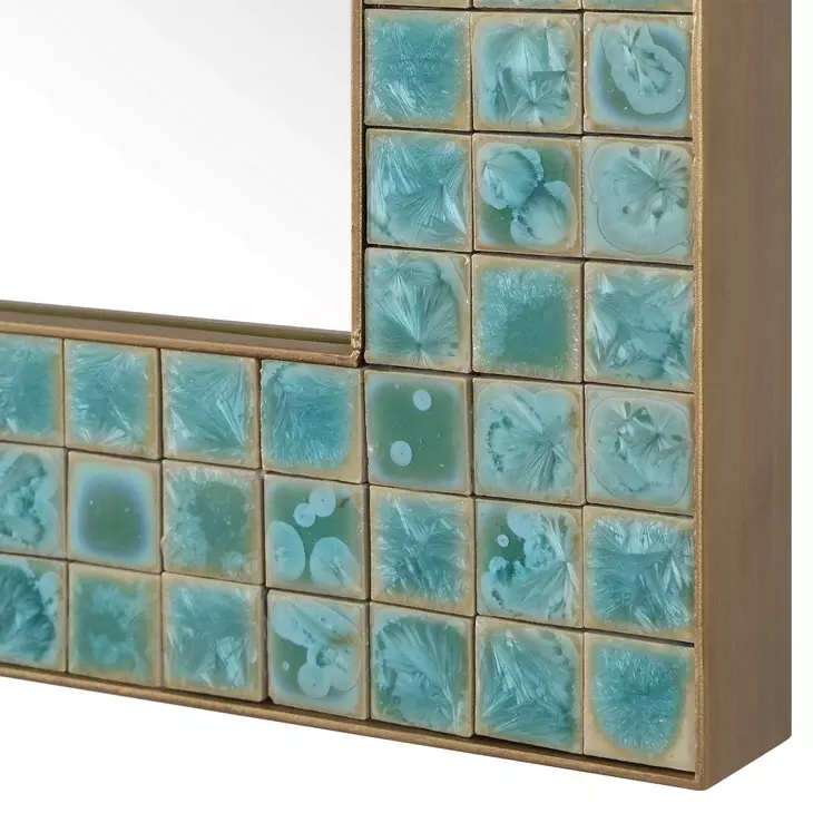 Belmont Teal and Gold Rectangular Wall Mirror