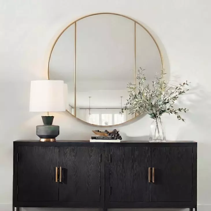 Somerset Antique Brass Round Wall Mirror