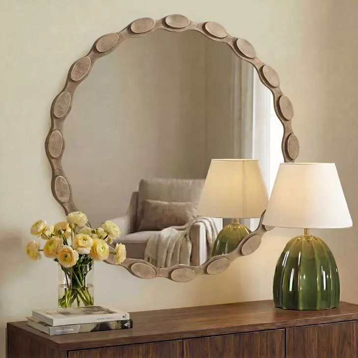 Grafton Aged Brass Round Wall Mirror