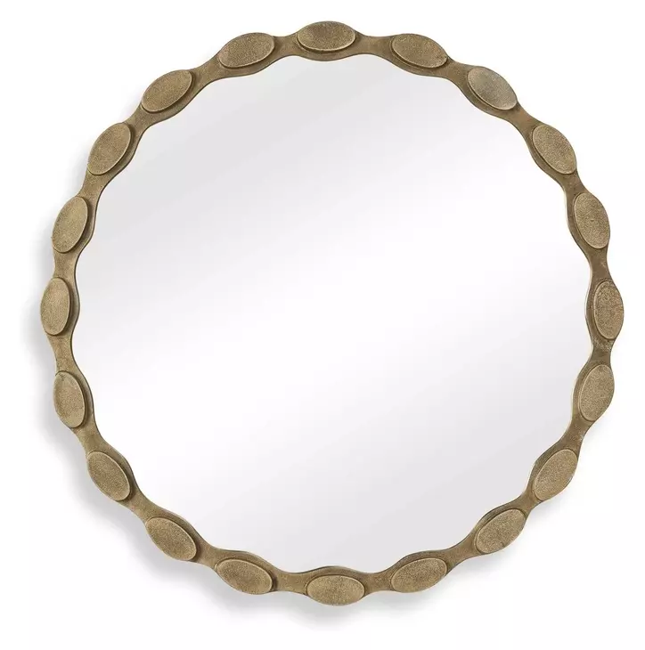 Grafton Aged Brass Round Wall Mirror