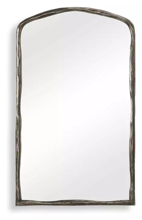 Langston Antique Nickel Arched Wall Mirror