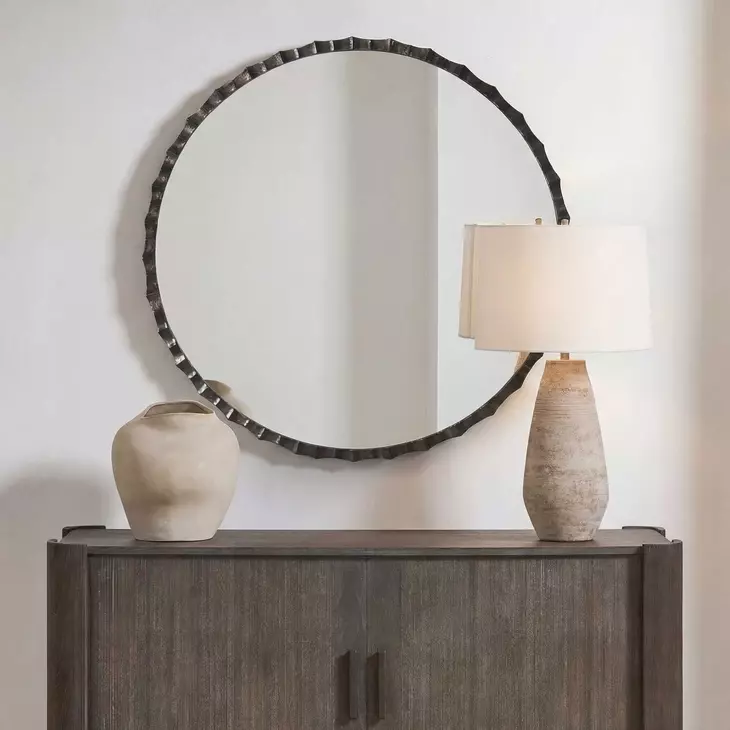 Monterey Charcoal Round Wall Mirror