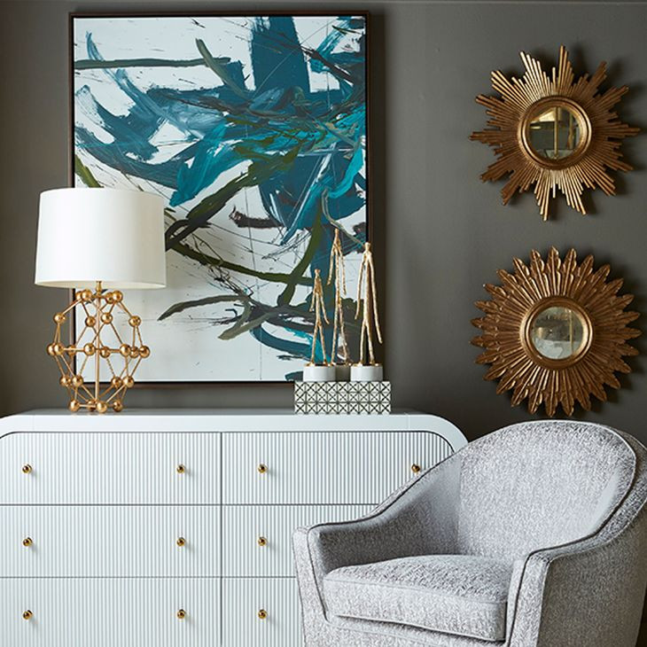 Santo Gold Leaf Sunburst Round Wall Mirror