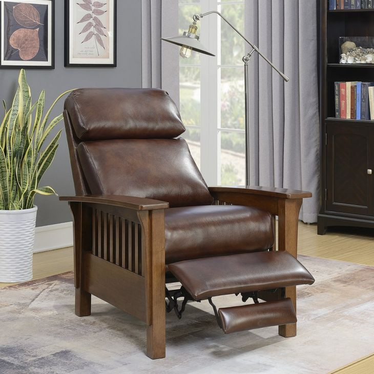 Mission Wenlock Fudge Leather Push Thru The Arms Recliner