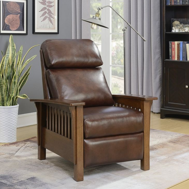Mission Wenlock Fudge Leather Push Thru The Arms Recliner