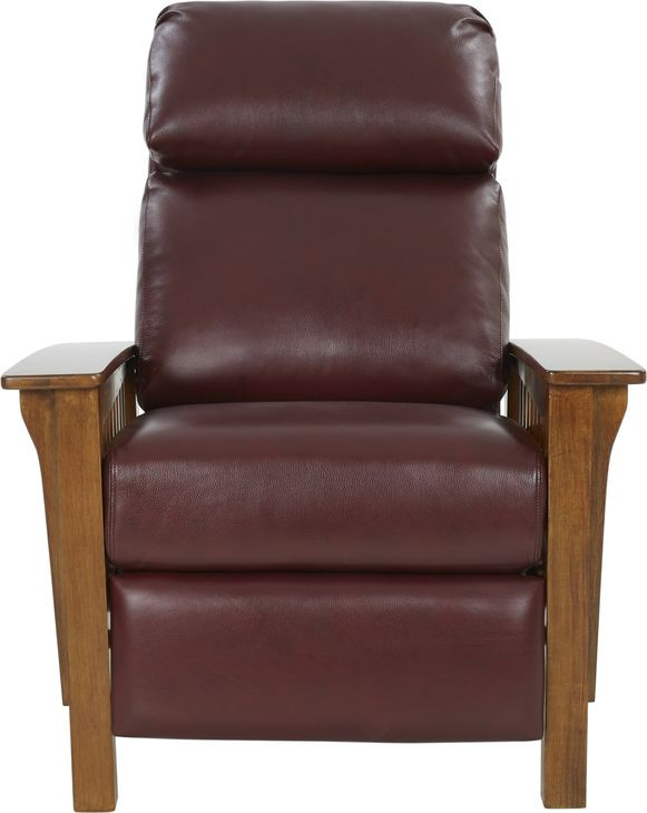 Mission Marisol Cabernet Leather Push Thru The Arms Recliner