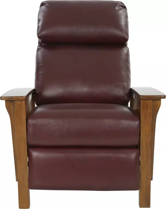 Mission Marisol Cabernet Leather Push Thru The Arms Recliner