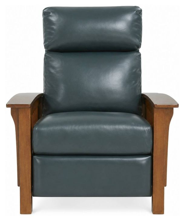 Mission Highland Emerald Leather Push Thru The Arms Recliner