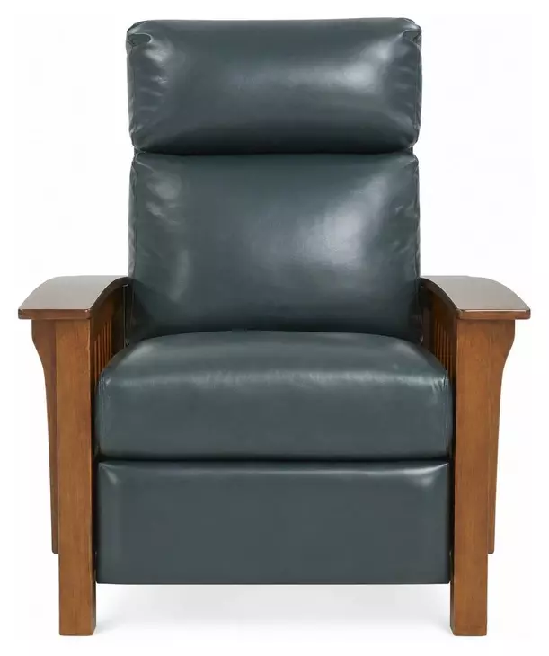Mission Highland Emerald Leather Push Thru The Arms Recliner