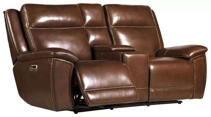 Jameson Hickory Zero Gravity 80" Power Reclining Console Loveseat With Power Headrest