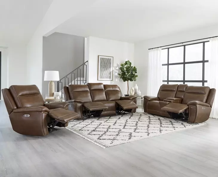 Jameson Hickory Zero Gravity 80" Power Reclining Console Loveseat With Power Headrest