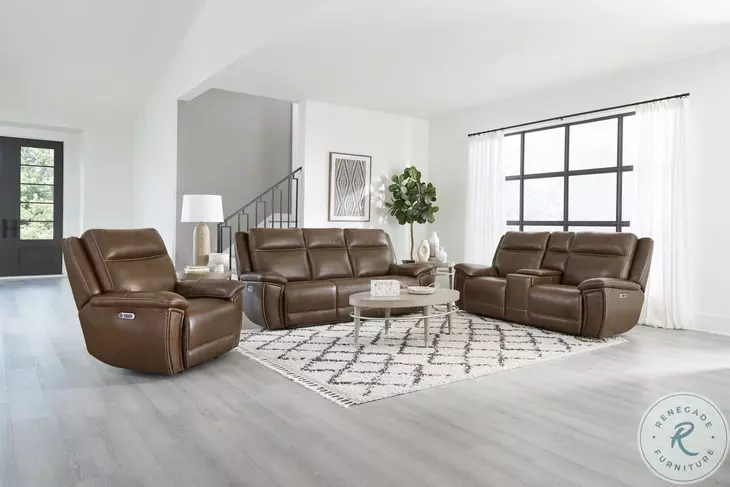 Winston Hickory Zero Gravity Power Reclining Console Loveseat with Power Headrest