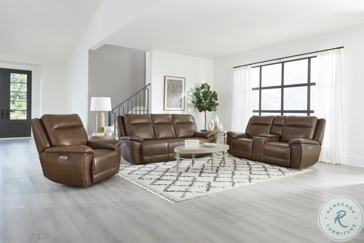 Jameson Hickory Zero Gravity Power Reclining Sofa With Power Headrest