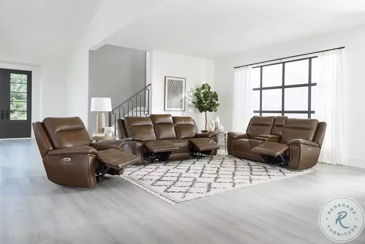 Winston Hickory Zero Gravity Power Reclining Console Loveseat with Power Headrest