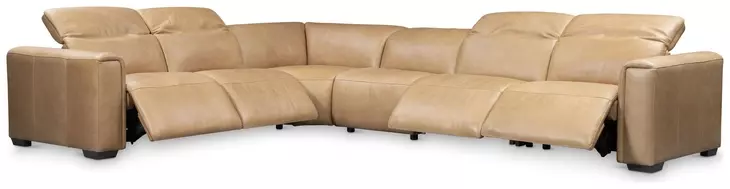 Billings Brown 6 Piece Leather Power Motion Sectional