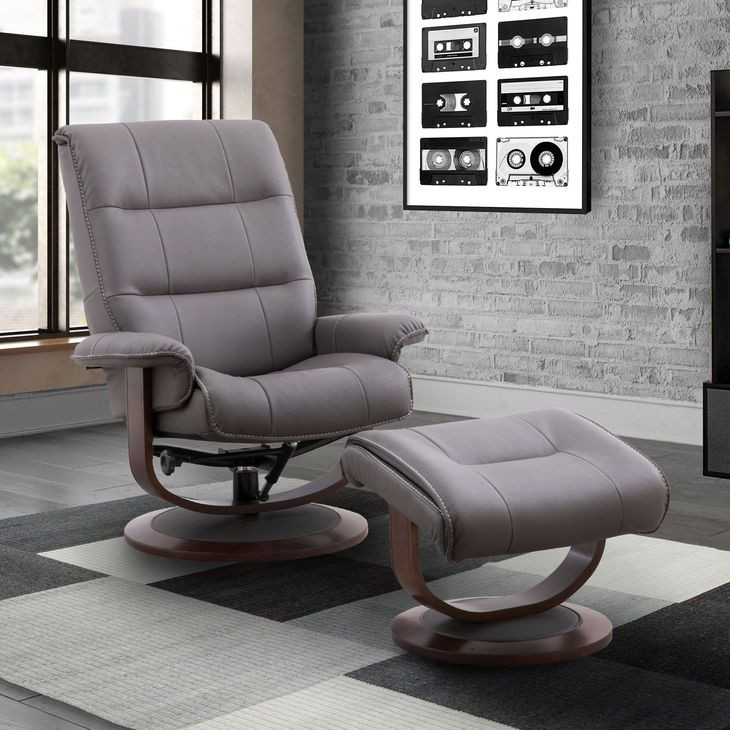 Knight Haze Manual Reclining Swivel Chair With Ottoman
