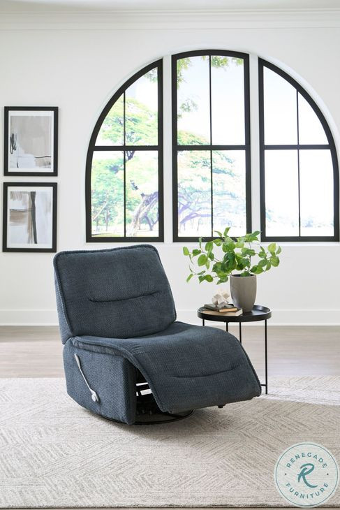 Lioren Midnight Blue Armless Swivel Glider Recliner