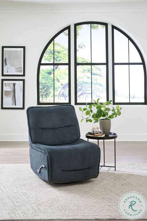 Lioren Midnight Blue Armless Swivel Glider Recliner