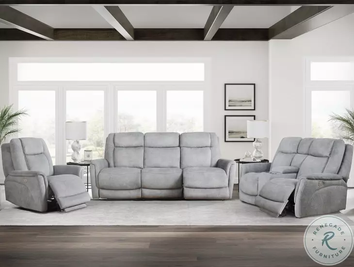 Linus Hudson Grey Zero Gravity Power Reclining Living Room Set