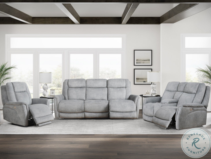 Linus Hudson Grey Zero Gravity Power Reclining Sofa