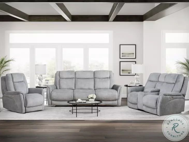 Oscar Hudson Grey Zero Gravity Power Reclining Living Room Set