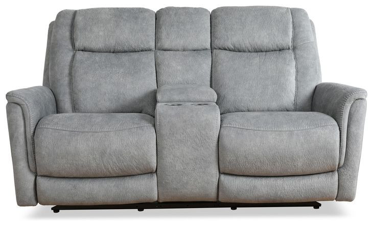 Linus Hudson Grey Zero Gravity Power Reclining Console Loveseat
