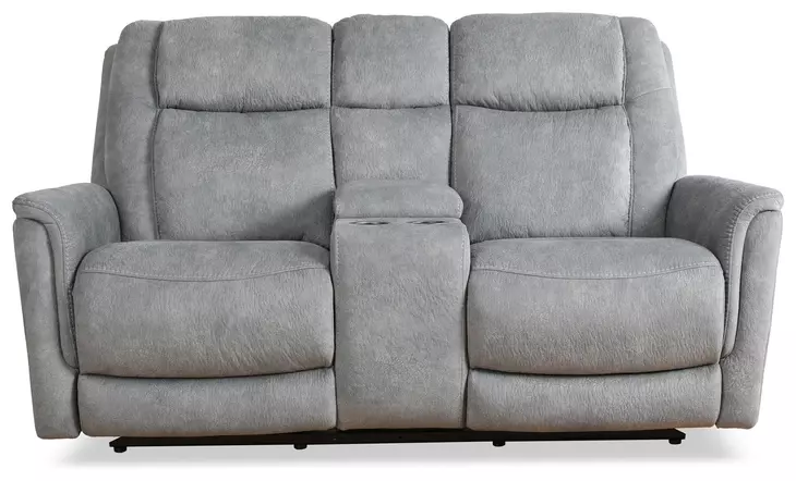 Linus Hudson Grey Zero Gravity Power 73" Reclining Console Loveseat