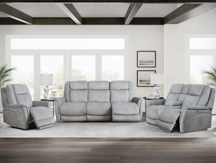 Linus Hudson Grey Zero Gravity Power Reclining Console Loveseat