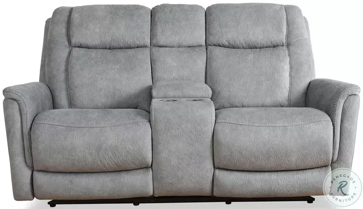 Oscar Hudson Grey Zero Gravity Power 73" Reclining Console Loveseat