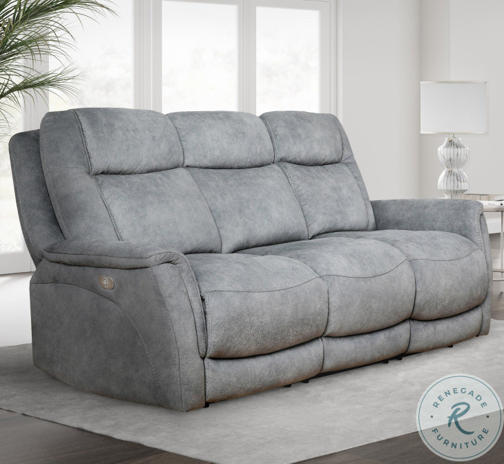 Linus Hudson Grey Zero Gravity Power Reclining Sofa