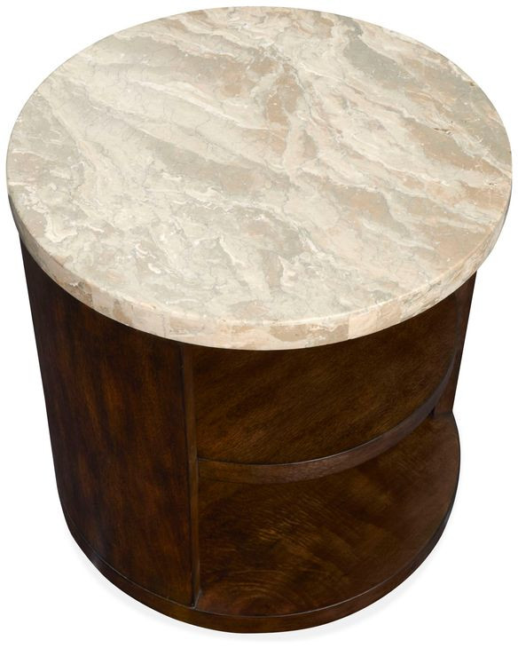 Mcpherson Burnt Umber Round Stone Top End Table