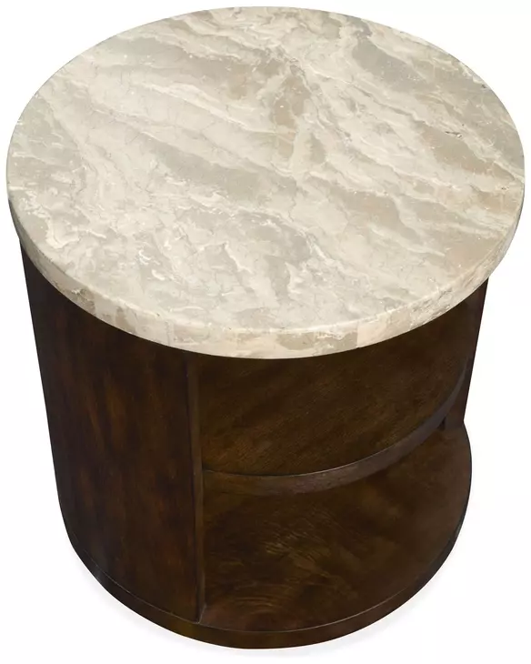 Mcpherson Burnt Umber Round Stone Top End Table