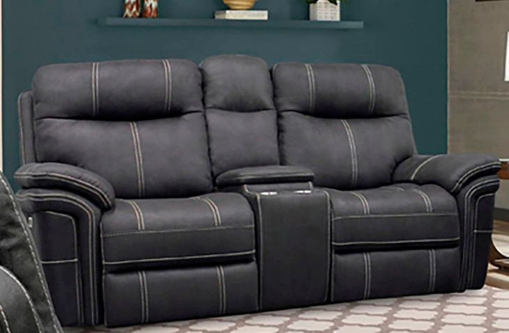 Mason Charcoal Performance Fabric Power Reclining Console Loveseat with Power Headrest