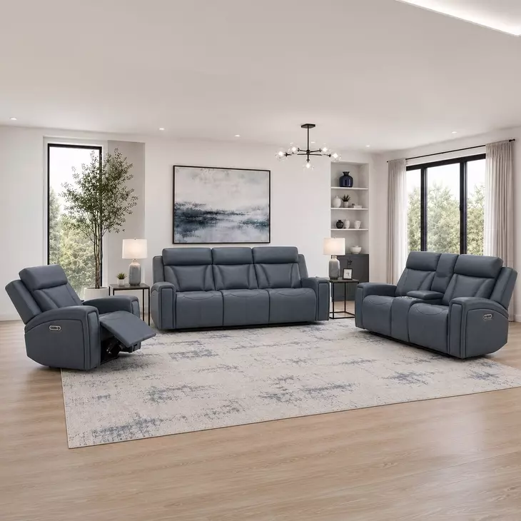Maveric Bette Lapis 91" Zero Gravity Triple Power Reclining Sofa with Drop Down Table and USB Charging
