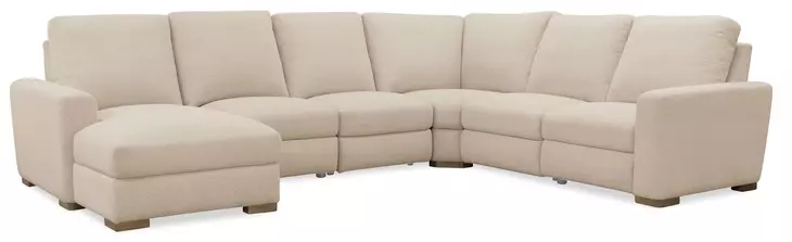 Live Beautifully Beige Performance Fabric 5 Piece Modular Power Reclining Optimus Sectional with Power Headrest