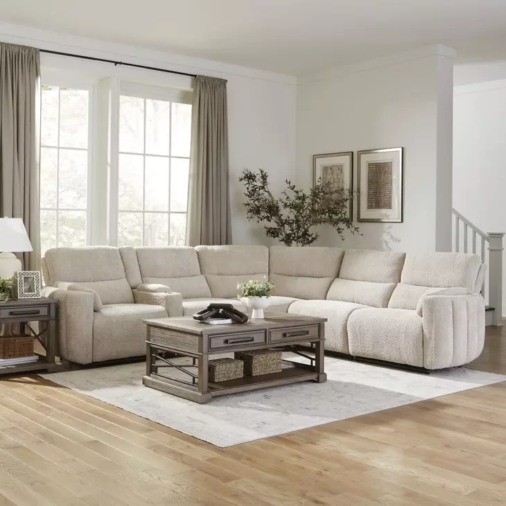 Modesto Buttercream 6 Piece Modular Power Reclining Sectional With Adjustable Power Headrests