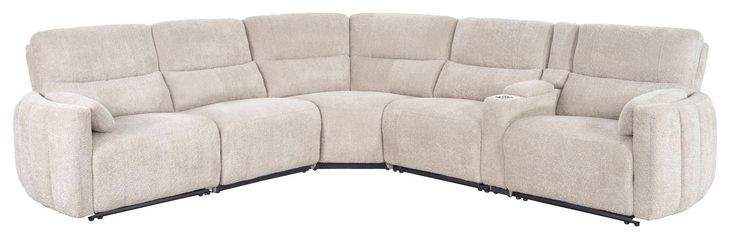 Modesto Buttercream 6 Piece Modular Power Reclining Sectional With Adjustable Power Headrests