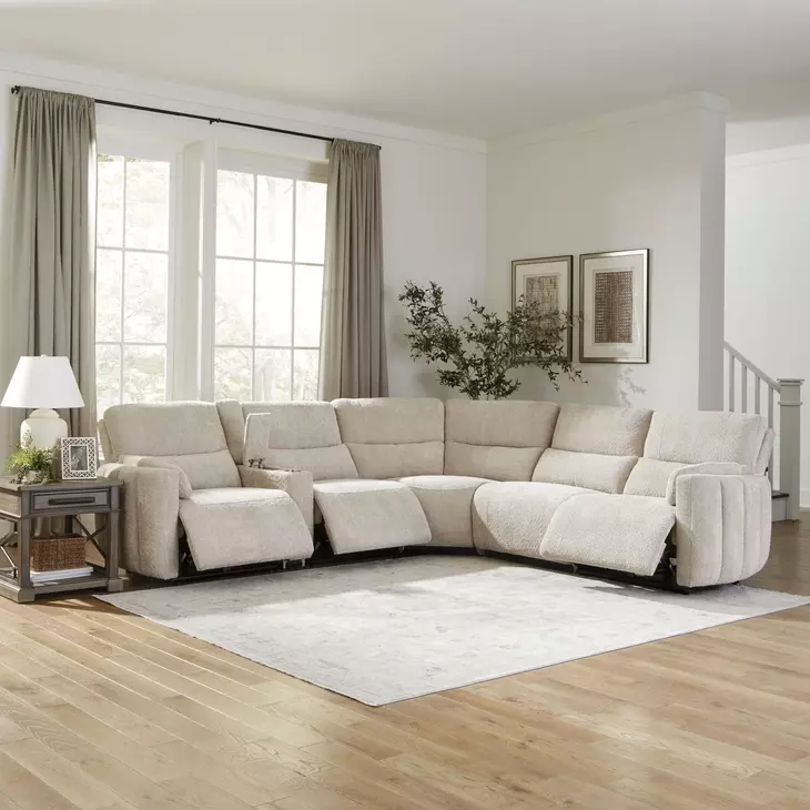 Modesto Buttercream 6 Piece Modular Power Reclining Sectional With Adjustable Power Headrests