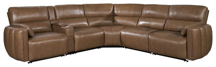 Modesto Sable 6 Piece Modular Power Reclining Sectional With Adjustable Power Headrests
